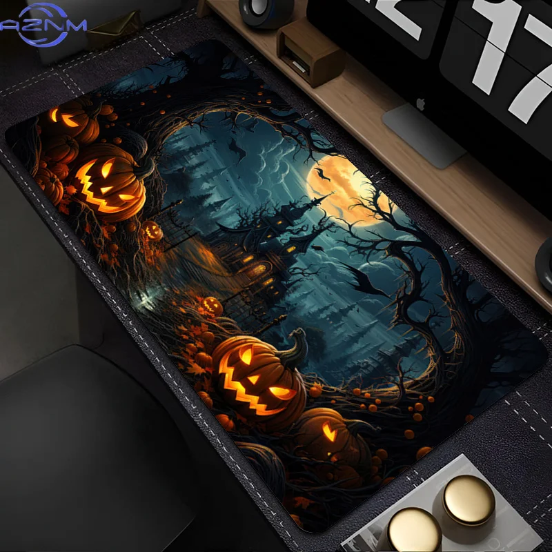 Grande castelo do terror mouse pad computador halloween noite teclado tapete xxl anime gamer mousepad portátil estendido tapete