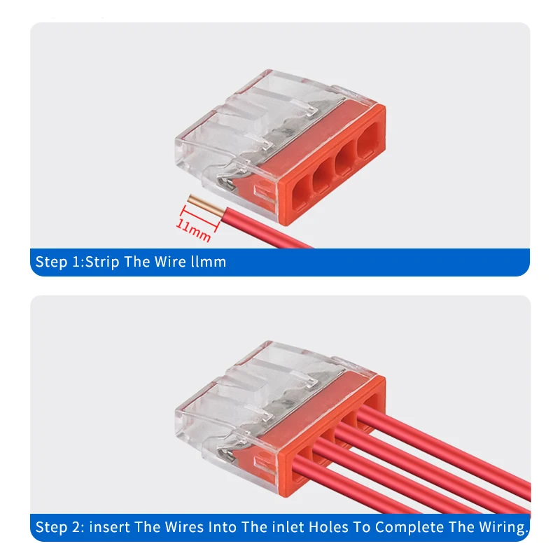 JINH 100Pcs Mini Quick Push Connectors Set 2-8 Ports Transparent Electrical Splicing Terminals Easy Install Block for - view 4