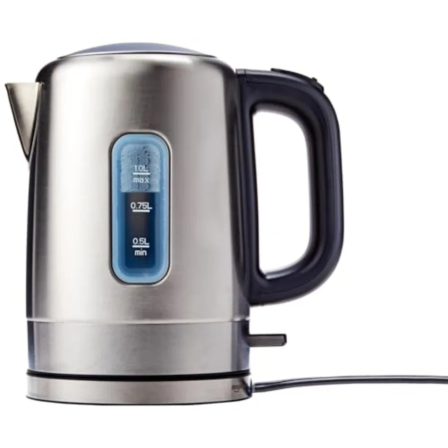 

Electric Stainless Steel Kettle for Tea and Coffee, BPA-Free, Fast Boiling, Auto Shut-Off, 1 Liter, 1500W, Black and Silver