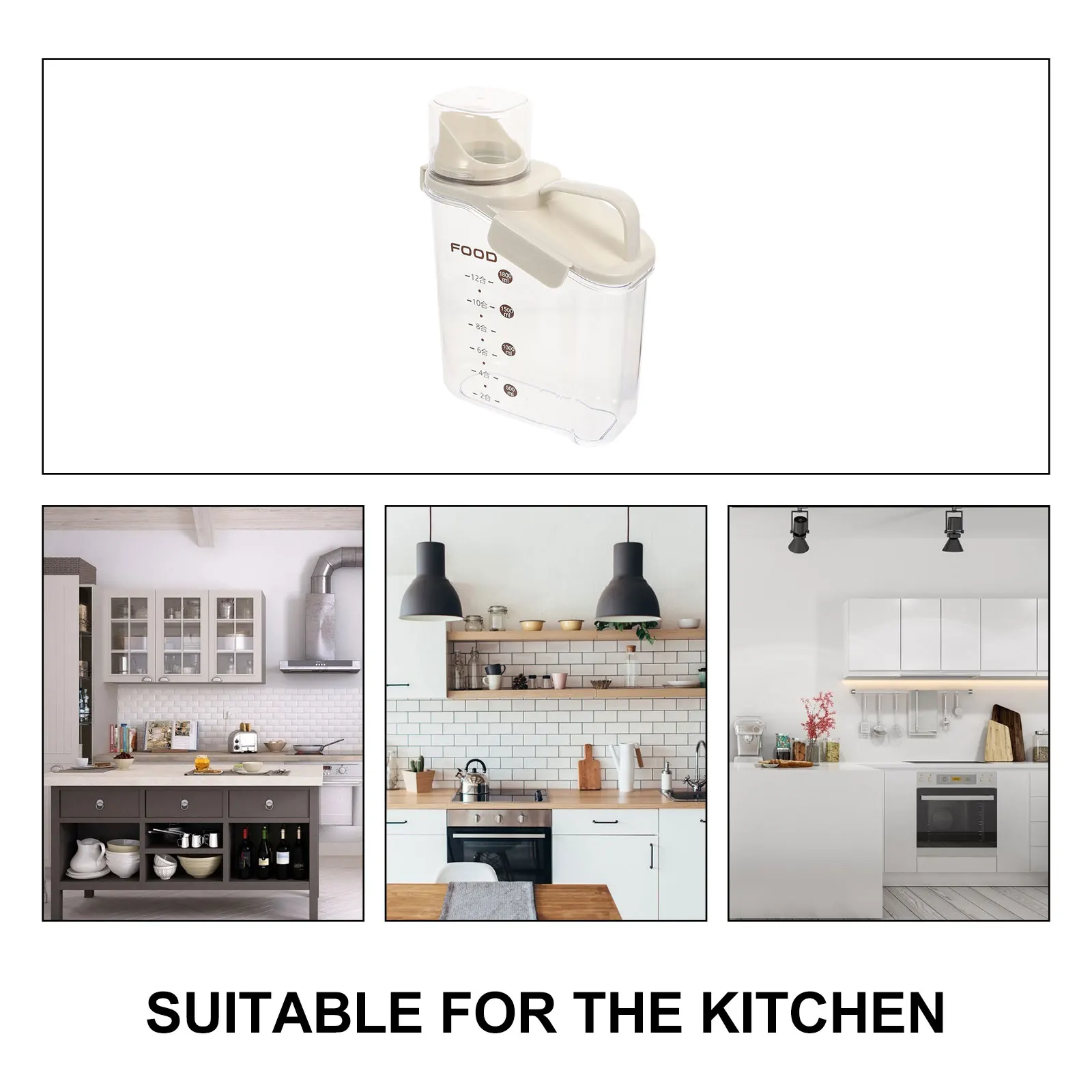 

Grain Storage Jar Large Bins Dog Food Sealing Clear Container Kitchen Canister Handheld Lid Dried Food Storage Portable