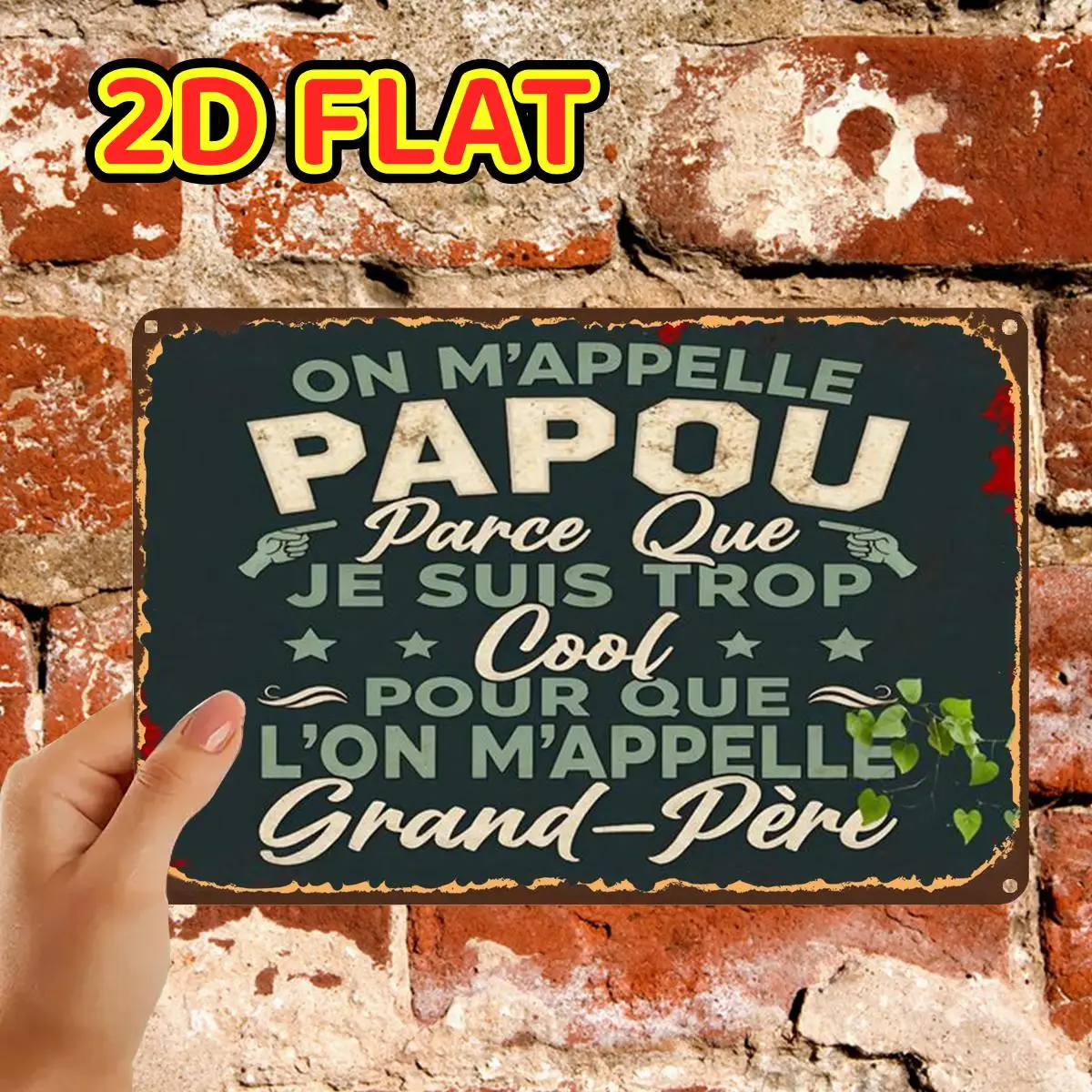 2D Flat,1pc,Retro VintageFunny Papou Vintage Metal SignMetal Tin Sign, Pre-Drilled Holes, Suitable for Indoor, Garden,Outdoor