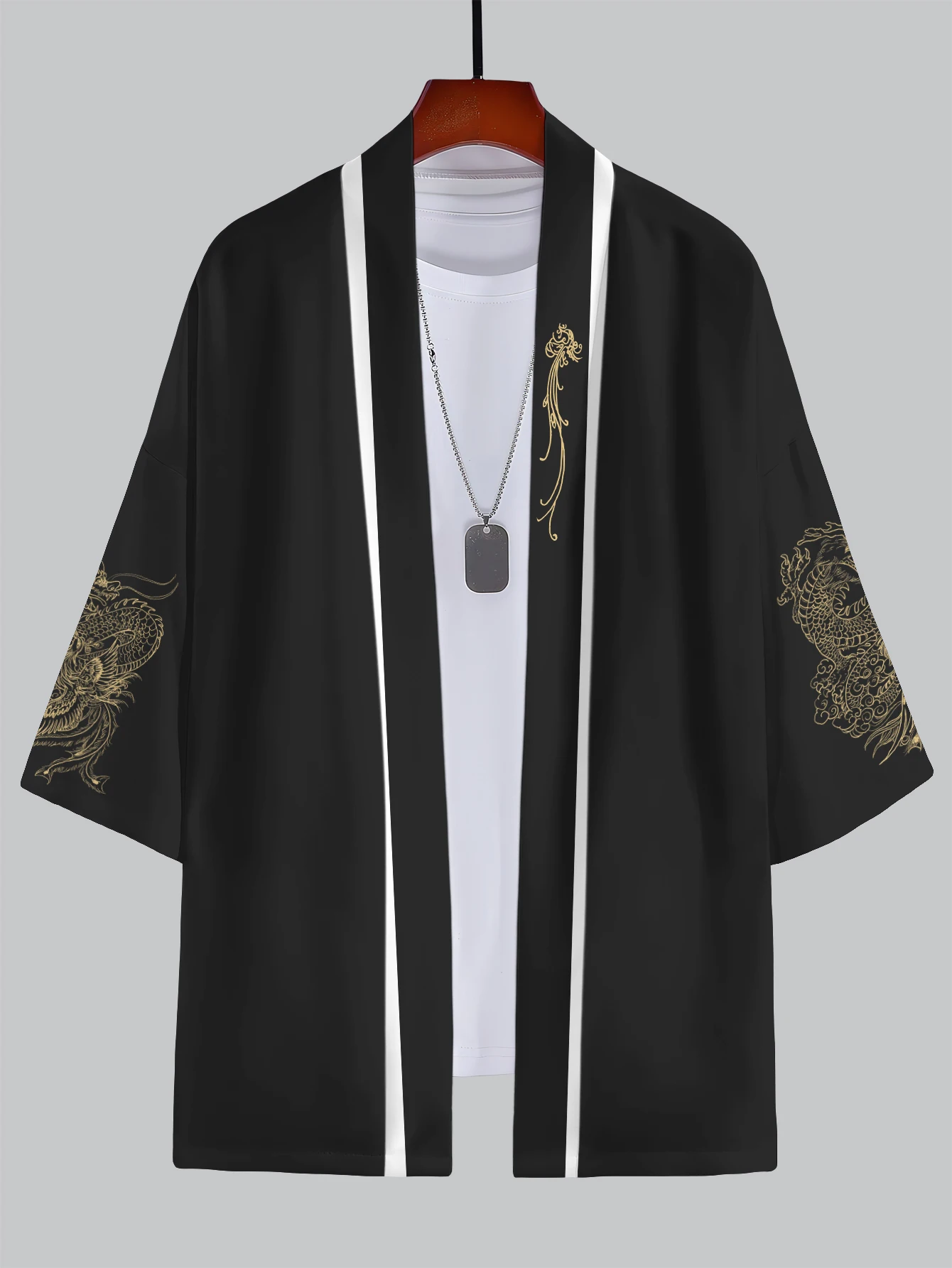 2025 New Summer Men's 3D Kimono Bundle - Dragon & Cloud Patterns