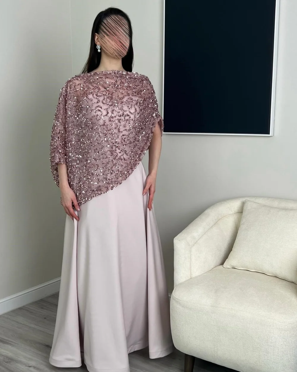 

Customized Matching Women Jersey Rhinestone Beading A-Line Evening Dresses Modern Style O-Neck Sleeveless Ankle Length Dresses