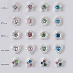 20Pcs Baroque Pearl Nail Art Charms 3D Resin Love Star Shaped Diamond Jewelry Nail Rhinestones Press on Nails Parts Accessories