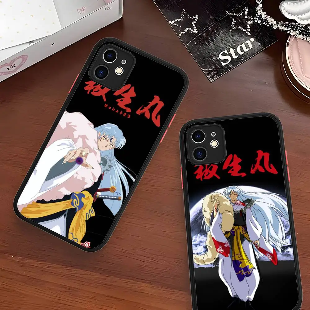 Japen anime i-inuyashaphone caso para iphone 16 15 14 13 12 11 pro max plus x x xs max preto fosco telefone fundas