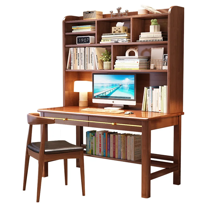 

Light luxury desk desk bookshelf integrated table bedroom study table computer