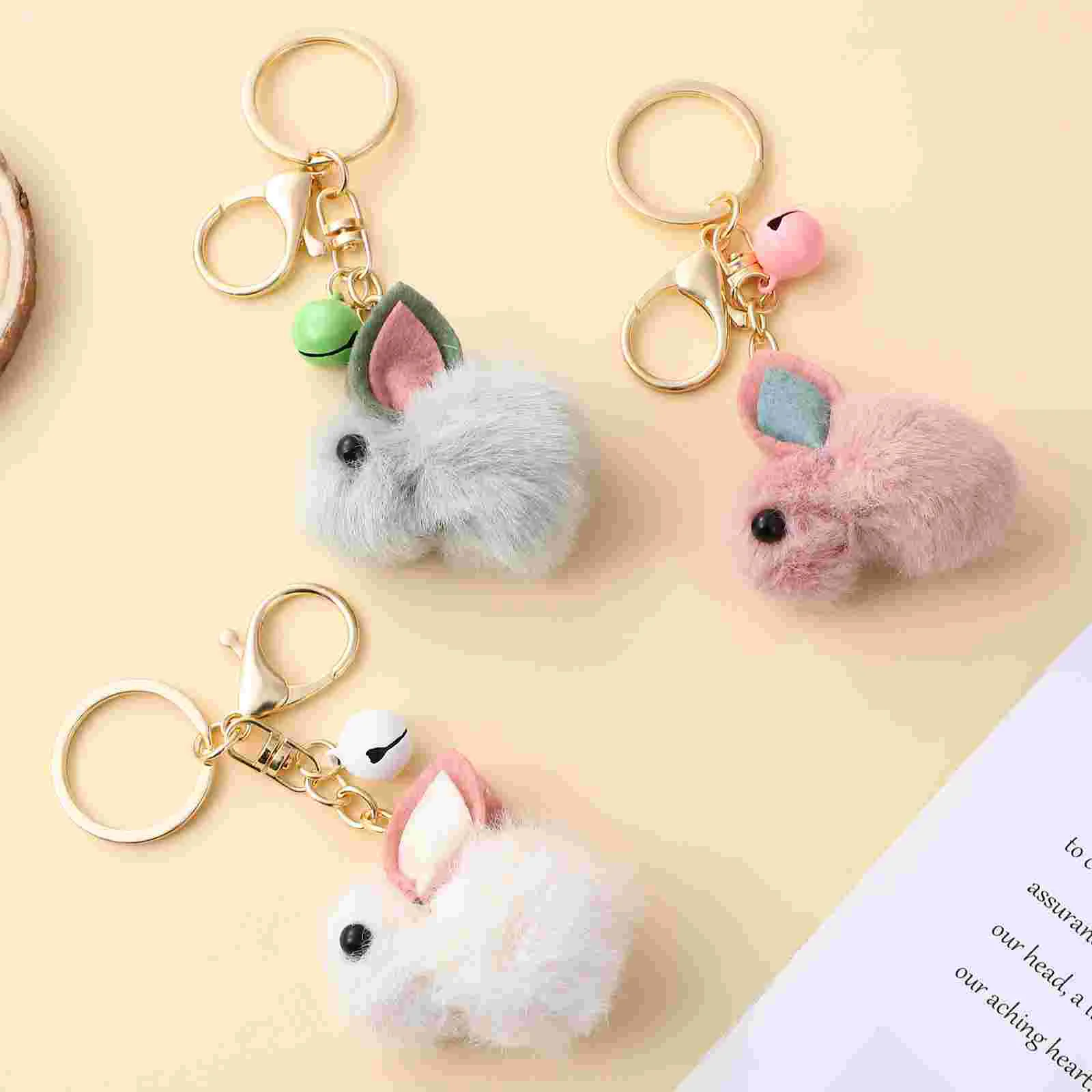 3 Pcs Wool Felt Keychain Rings Keychains Gifts Rabbit Party Decorations for Pendant Bunny Miss