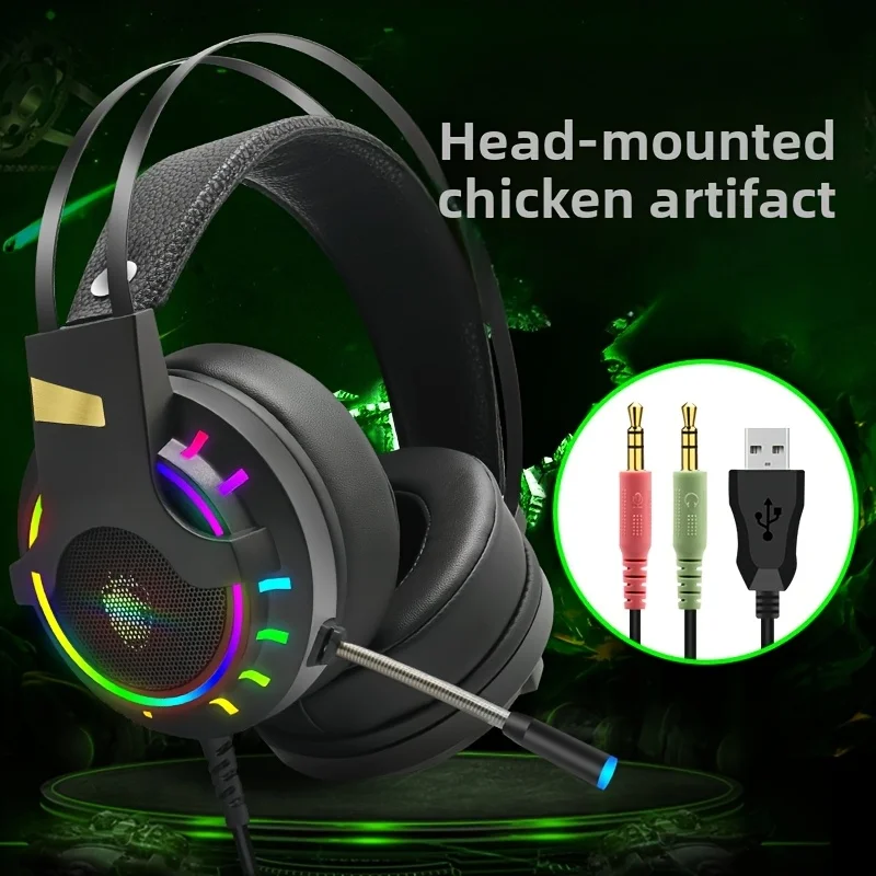 

Pro Gaming Headset K3 Chicken color RGB Backlit Noise-Cancelling Microphone Ultra-low Noise Stereo Sound Applicable PC PS5