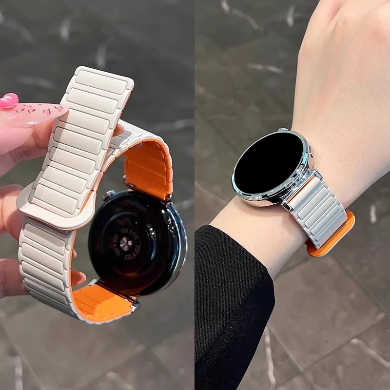18mm 20mm 22mm Magnetic Strap for Samsung Galaxy Watch 7 6 5 4 Classic 5Pro Active Silicone Band for Huawei Watch 5 GT5 Pro 46mm