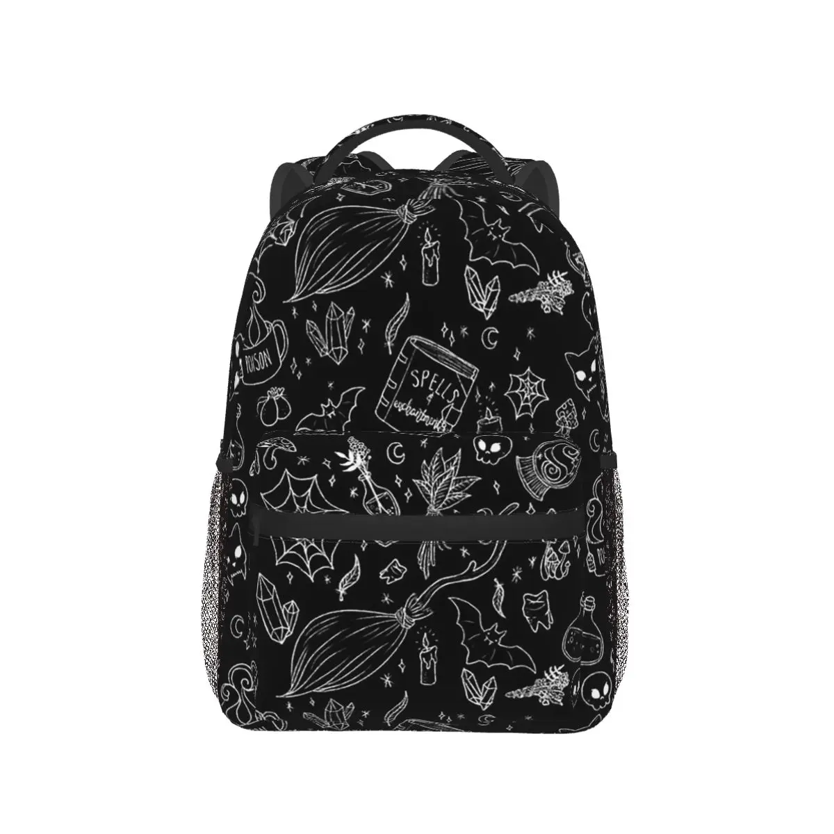 

Cat Heads Witch Element And Skeleton Backpack Hot Sale Daypack Large Capacity Kids BookBag School Bag Shoulder Bags for Unisex