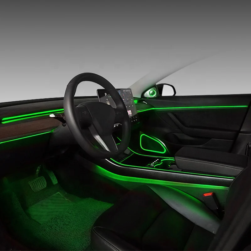 

Для Tesla Model 3 2019 2020 2021, окружающая лампа на заднем сиденье, светодиодный неоновый светильник, центральная консоль, держатель для чашки, дверной динамик, атмосферный свет