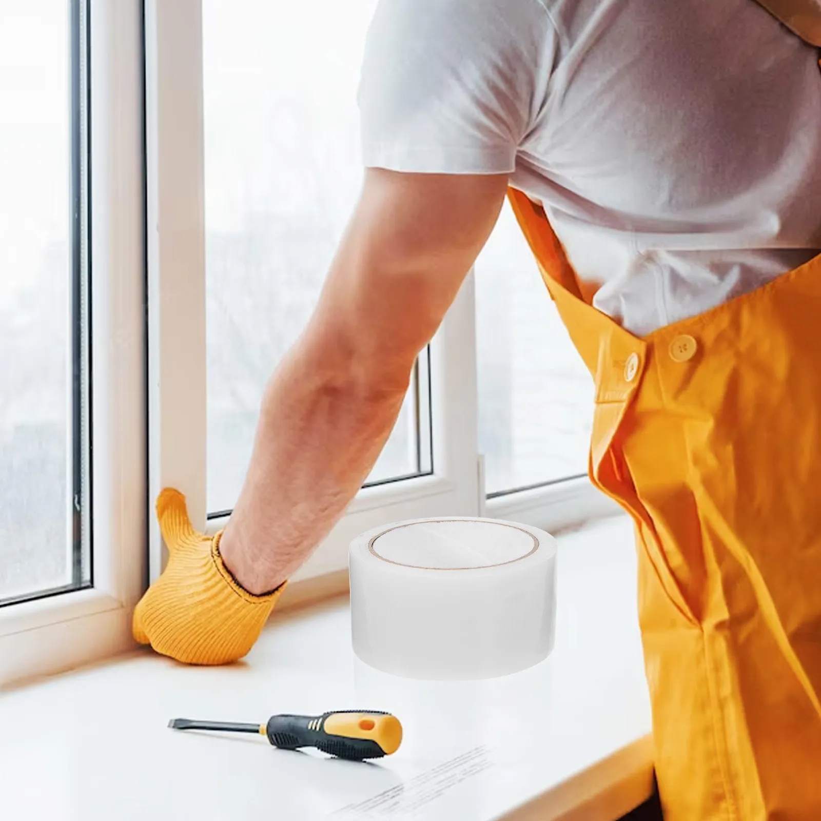 2 Rolls Self Adhesive Windproof Tape Clear Window Sealing Tape Weatherproof Door Gap Filler Cold Draft Blocker Home Insulation