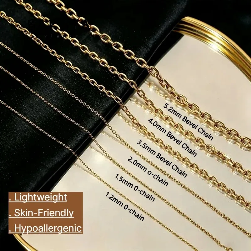 Fashion Pure Titanium Gold-Plated Fine Chain Necklace 2.0/2.5mm Collarbone Snake Chain, Lightweight Anti Allergy Jewelry Unisex