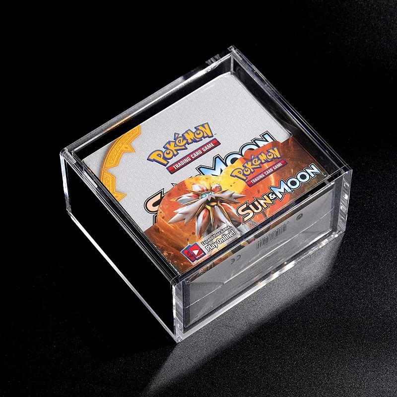 6mm thickness Clear Booster Box Collector Gifts Transparent Acrylic Game Cards Protector Display Case Magnetic Lid for Pokemon