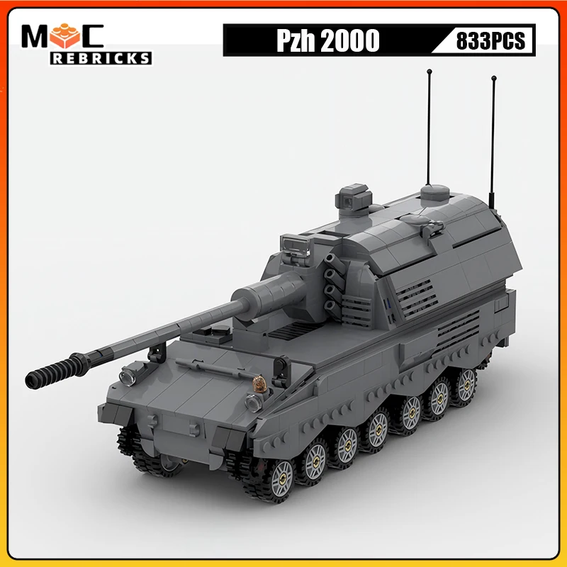 

High-tech Military Army Trucks Pzh 2000 Self-propelled Artillery Armored Vehicle MOC Building Blocks Model Kid's Bricks Toys