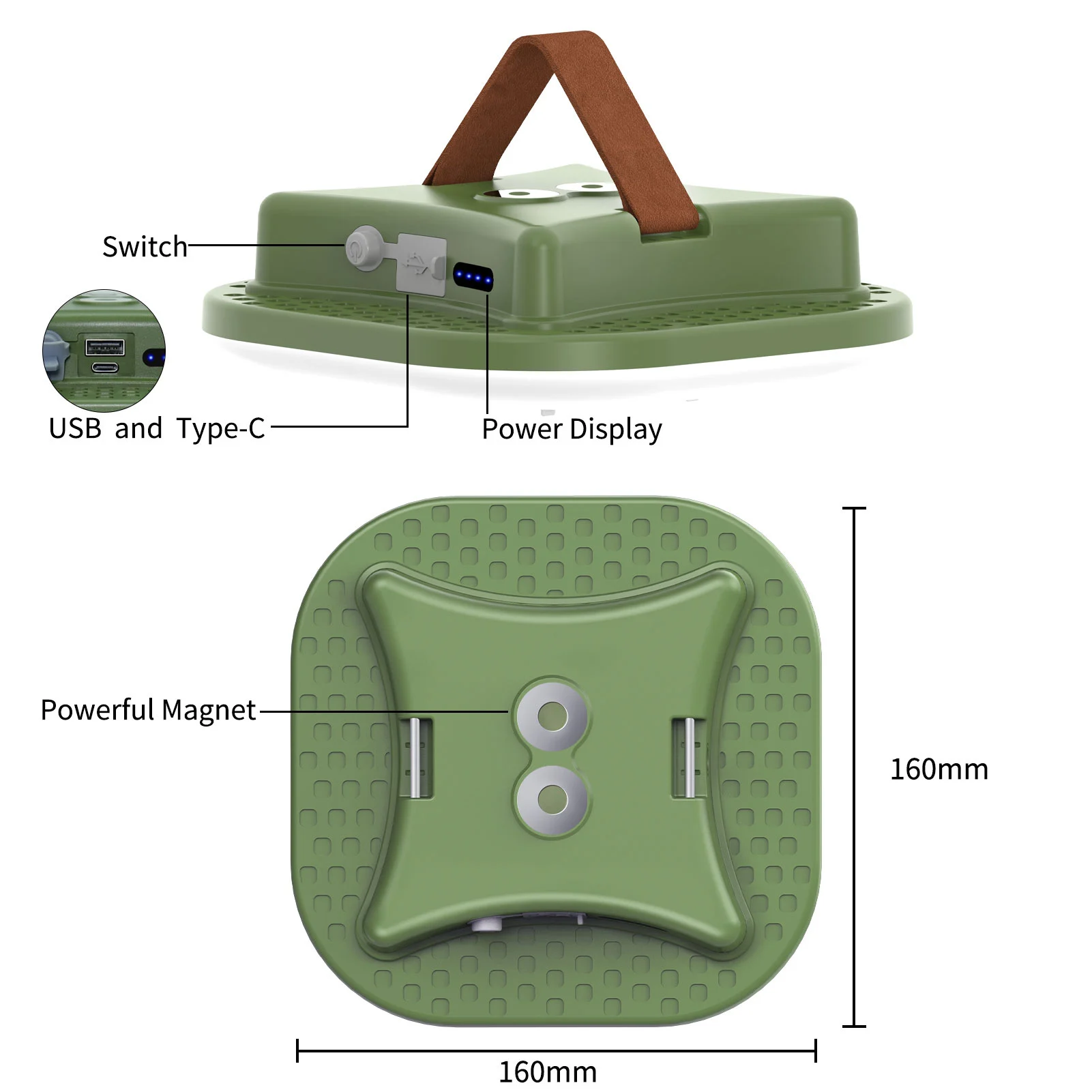 Maetff-Lanterna de acampamento recarregável USB portátil, 80W lanternas fortes, Lâmpada de tenda suspensa ao ar livre com IPX65 impermeável