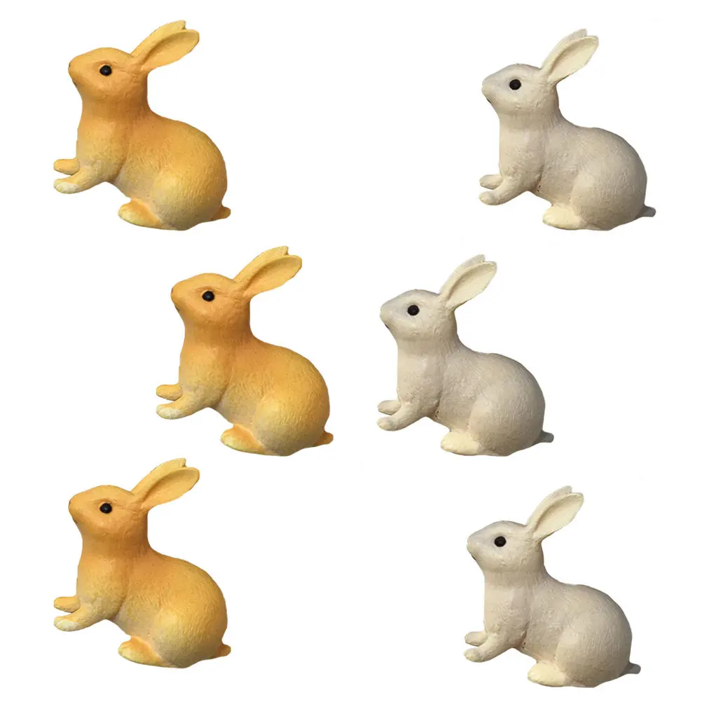 

Набор из 6 реалистичных фигурок кроликов из смолы, статуэтки животных, украшение для рабочего стола, природный подарок для детей, для творческих игр