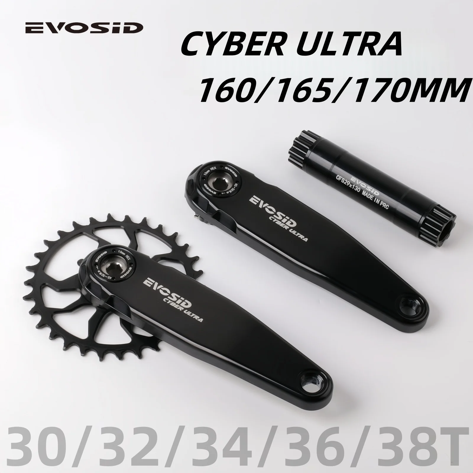 EVOSID MTB Bike Crankset 160165/170mm 3 Bolt Direct Mount AL Ultralight Mountain Bicycle Crank Chainring 30-38T CNC For DH AM XC