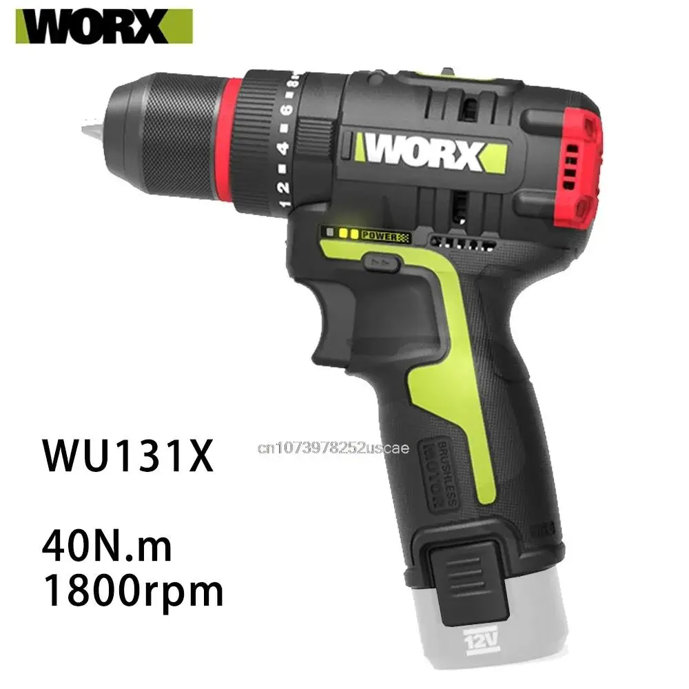 WORX WU131X New versions Impact Drill 40Nm 27000bpm1800rpm Brushless Motor Rechargerable Battery Univeral 12v Platform