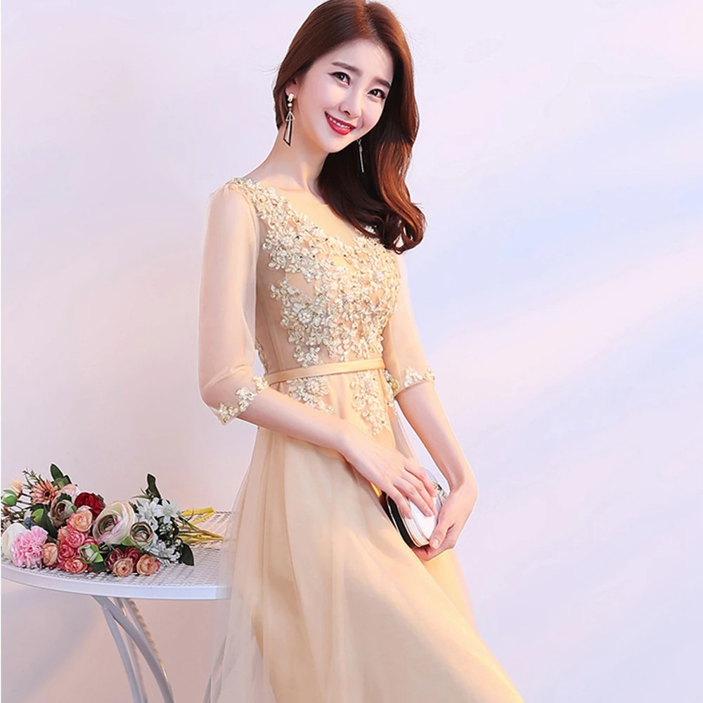 Formal Dresses Evening Gown  A-Line Ankle-Length Appliques  Women Dress Evening Party Customized