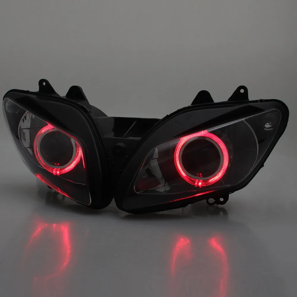 Motorcycle LED Headlight Custom Red Angel Eyes Head Light Lamp For Yamaha YZF-R1 2002-2003 HID Projector Headlight Assembly