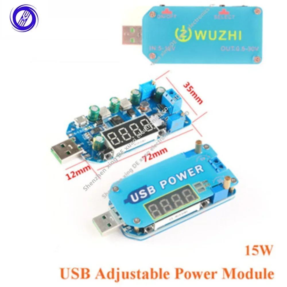 15W DC-DC USB Adjustable Power Module Step Up/Down Boost Buck Converter Module 5V to 3.3V 9V 12V 24V 30V Router DP