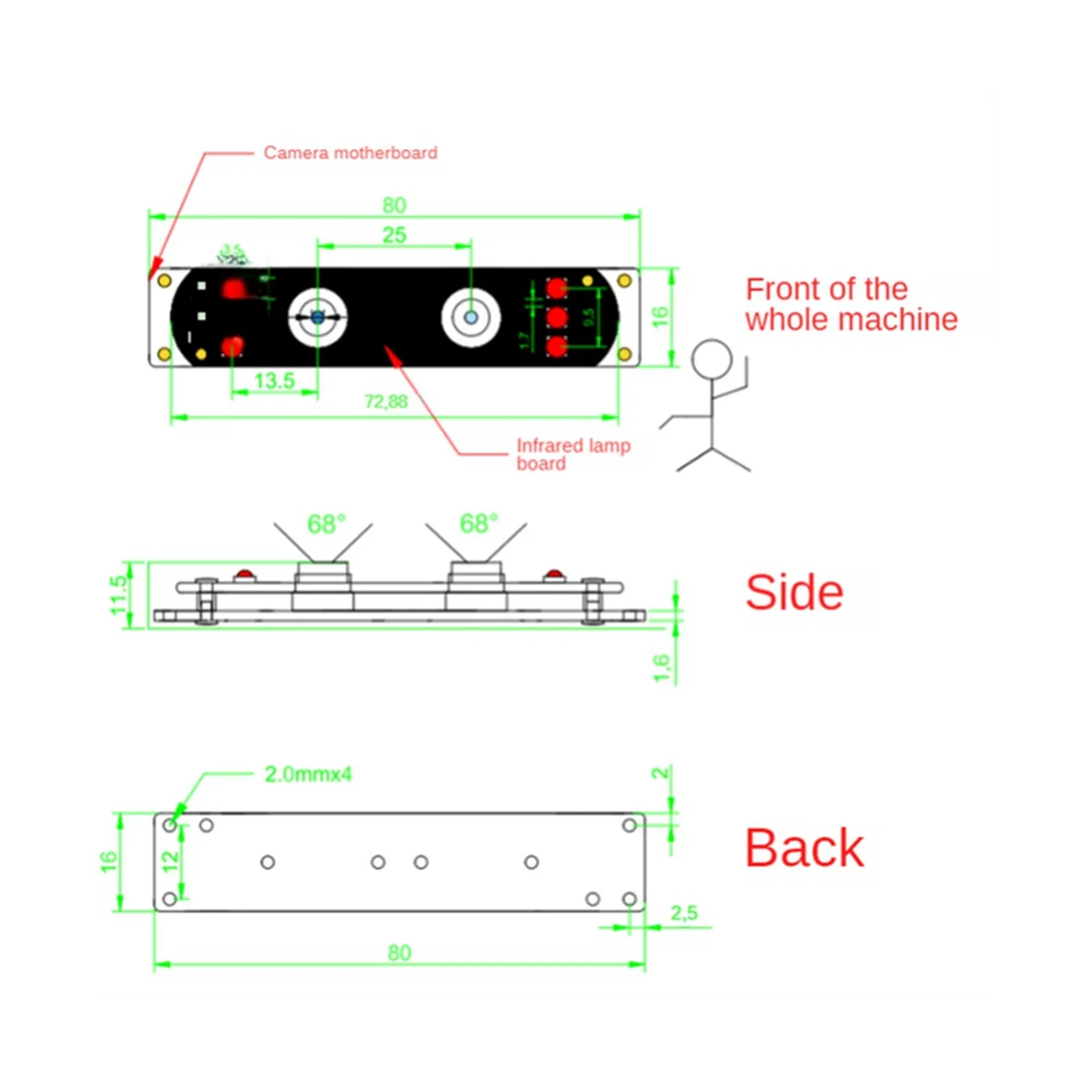 

Camera module 2MP High Definition Night Visual Eye Camera Modules Infrared Face Recognition Free Drive USB2.0 Fixed Focus