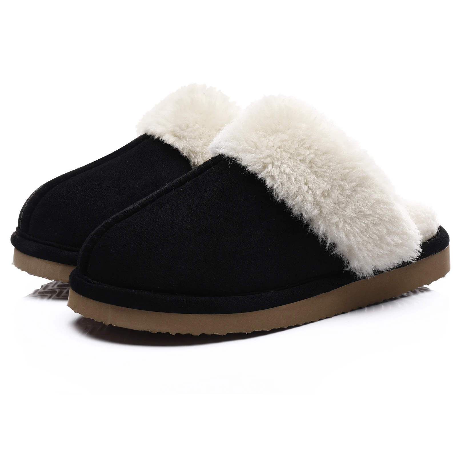 Kidmi Winter Fuzzy Women Suede Slippers Indoor Fluffy House Shoes Soft Memory Foam Slippers Classic Brand Antiskid Home Shoes