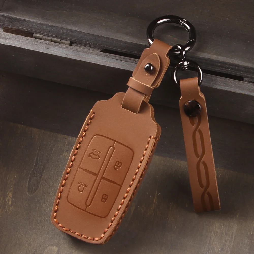 حافظة مفاتيح السيارة الجلدية غطاء لشركة هيونداي جينيسيس G80 GV70 GV80 GV90 2019 2020 2021 2022 مفتاح حامي شل حقيبة #5