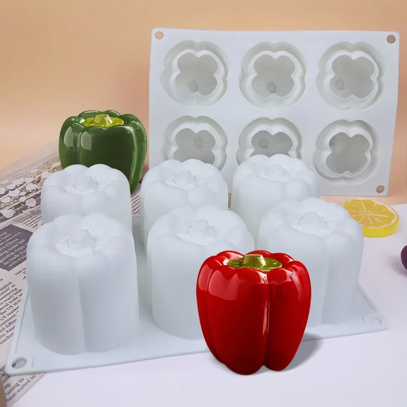 2026 Unique 6 Cavity Pepper Shape Silicone Mold Chili Cake Mould Pumpkin Pepper Silicone Mousse Cake Mould Cake Decoration Tools