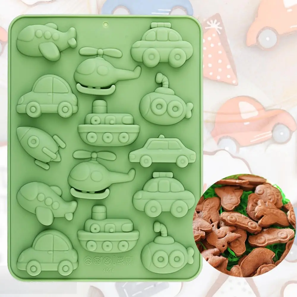 3d Cars Planes Boat Silicone Mold Fondant Candy Chocolate Mould Diy Rocket Helicopter for Cake Decration Baking Accessories