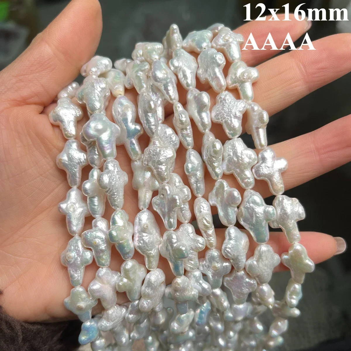 

12x16mm 4A Natural Freshwater Pearl Baroque Irregular Crosses Loose Isolated Bead Jewelry Make DIY Necklace Bracelet Accessories