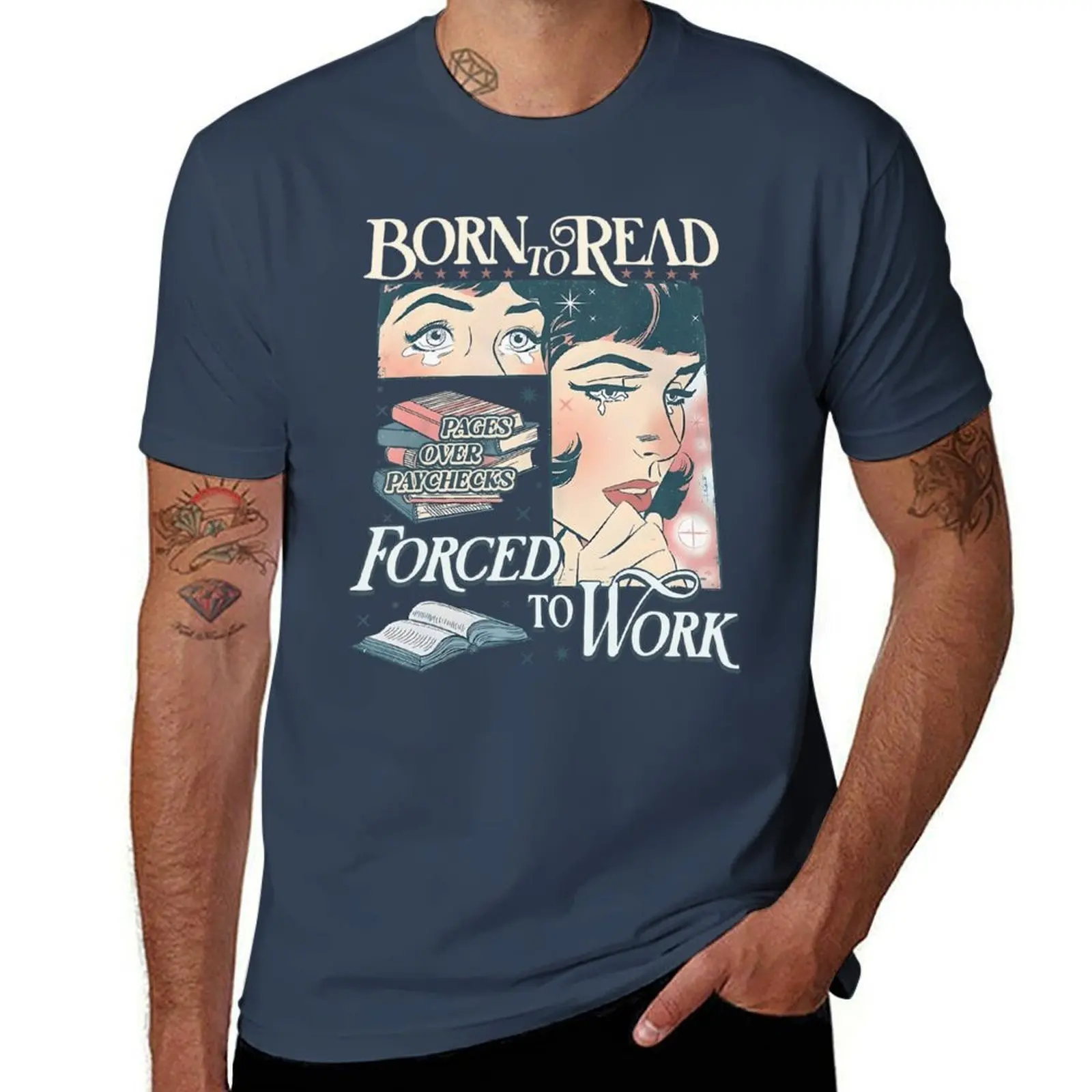 

Born To Read Forced To Work Bookworm Librarian Bookish T-Shirt Lightweight Running Sports T-Shirt