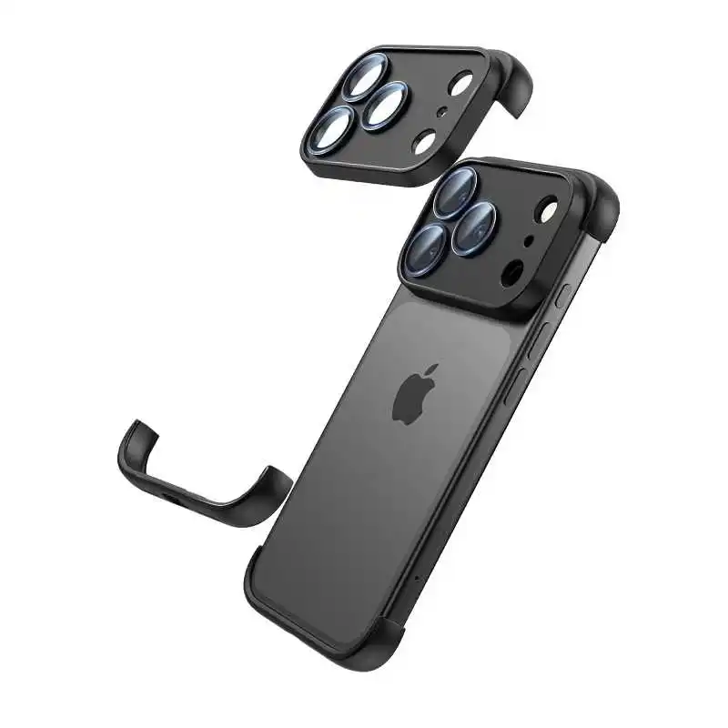 Frameless Silicone Bumper with Lens Protector Case for IPhon