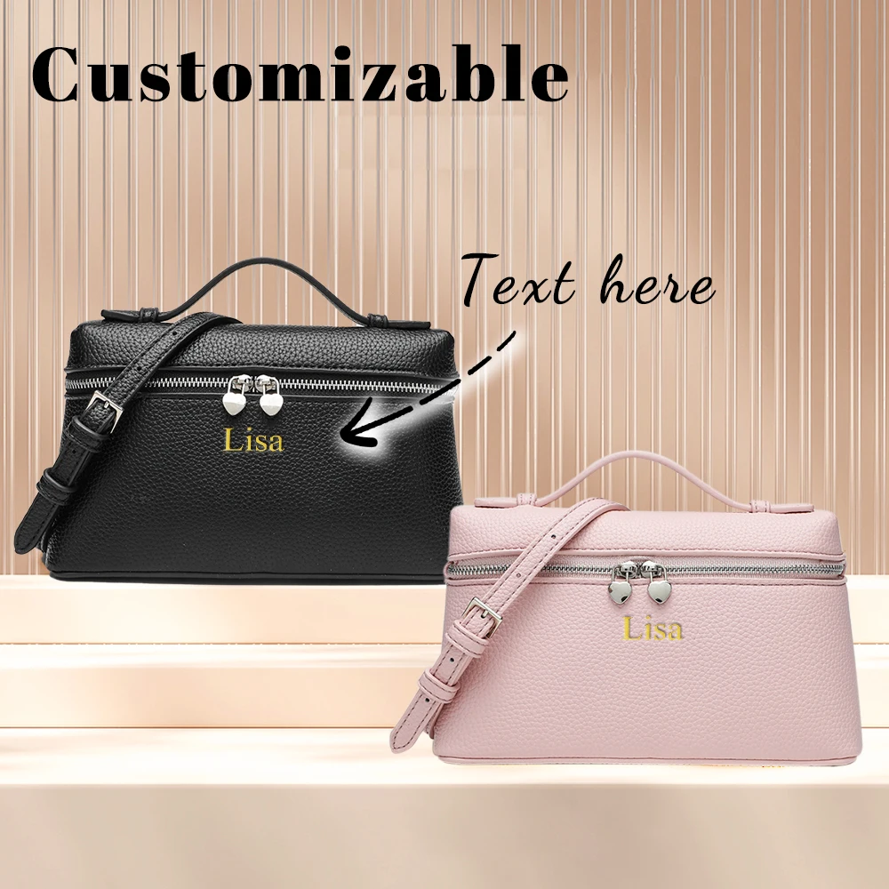 Personalisierter Name: PU-Lederstruktur, Lunchbox-Tasche im Ins-Stil, Damentasche, neue Pendlerhandtasche mit Straußenmuster, Umhängetasche