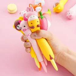 5Pcs/Lot Cute Soft Gel Pen Kawaii Stationery Office School Supply Decompression Pen Black Ink Vent Pen Creative Cartoon Pen