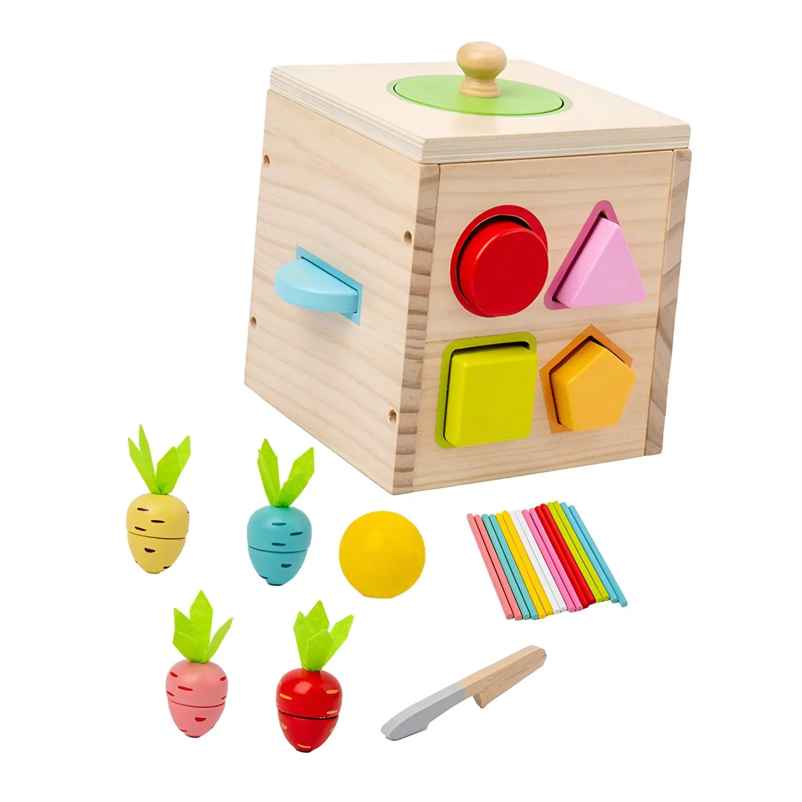 Montessori รูปร่างบล็อกแครอท Harvest เกม Montessori รูปร่าง Sorting Cube กล่องของเล่นสําหรับเกม Sensory สํารวจกิจกรรม