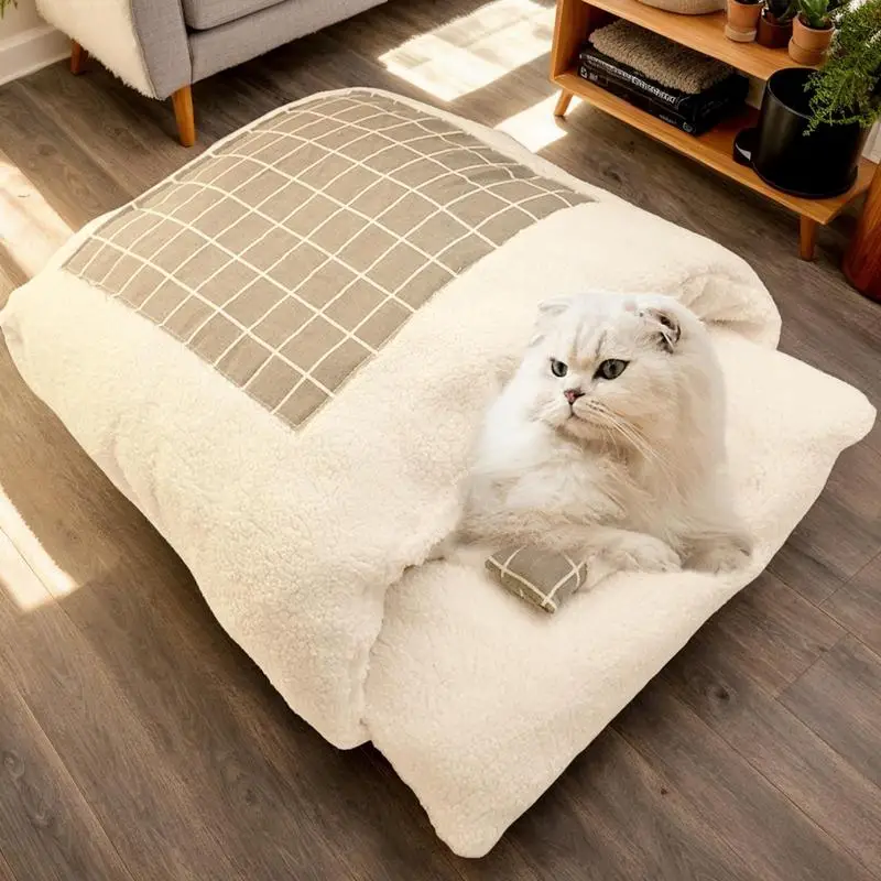 

Sleeping Bag For Cats Thickened Cat Bed Cave Dog Cat Winter Warm Sleeping Bag Plush Soft Pet Bed Washable Semi-enclosed Sack For