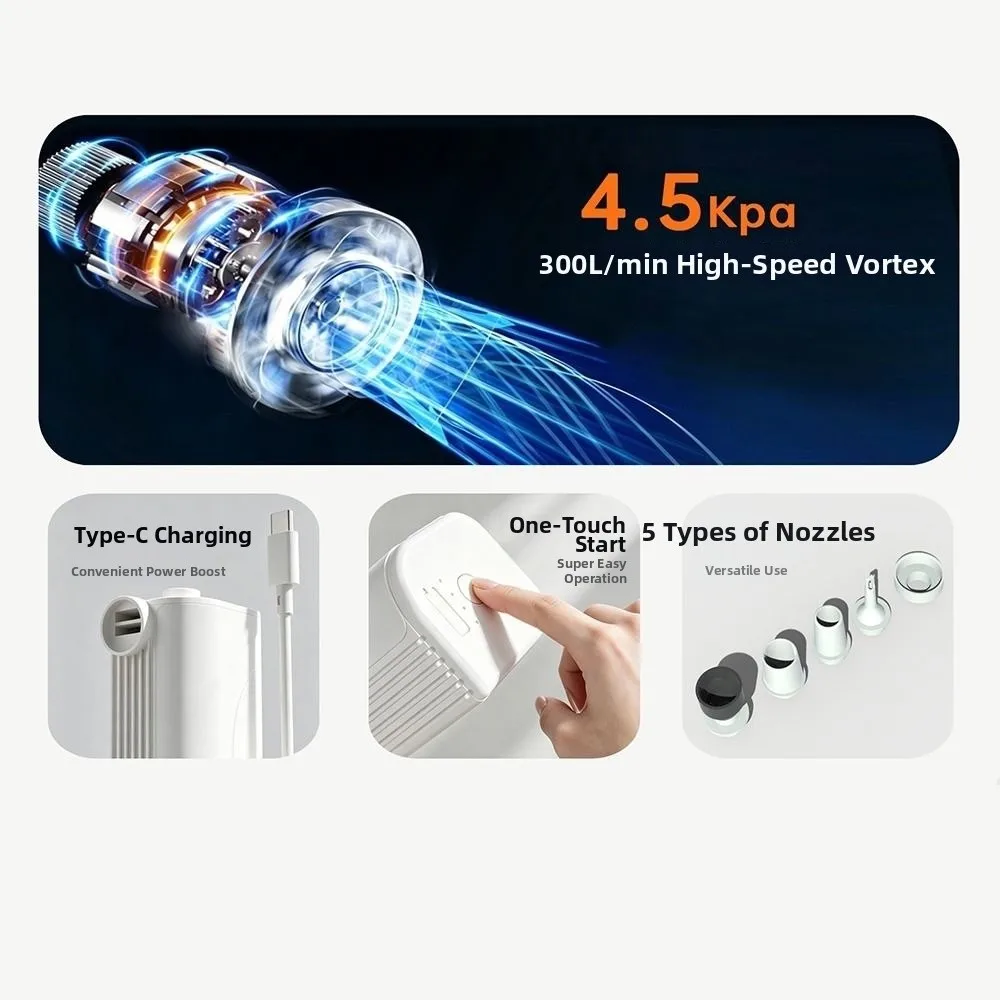 Rechargeable Electric Air Pump Fast Inflator Portable Wireless Air Inflator with 5 Nozzles Electric Inflator Small Pump Air Bed
