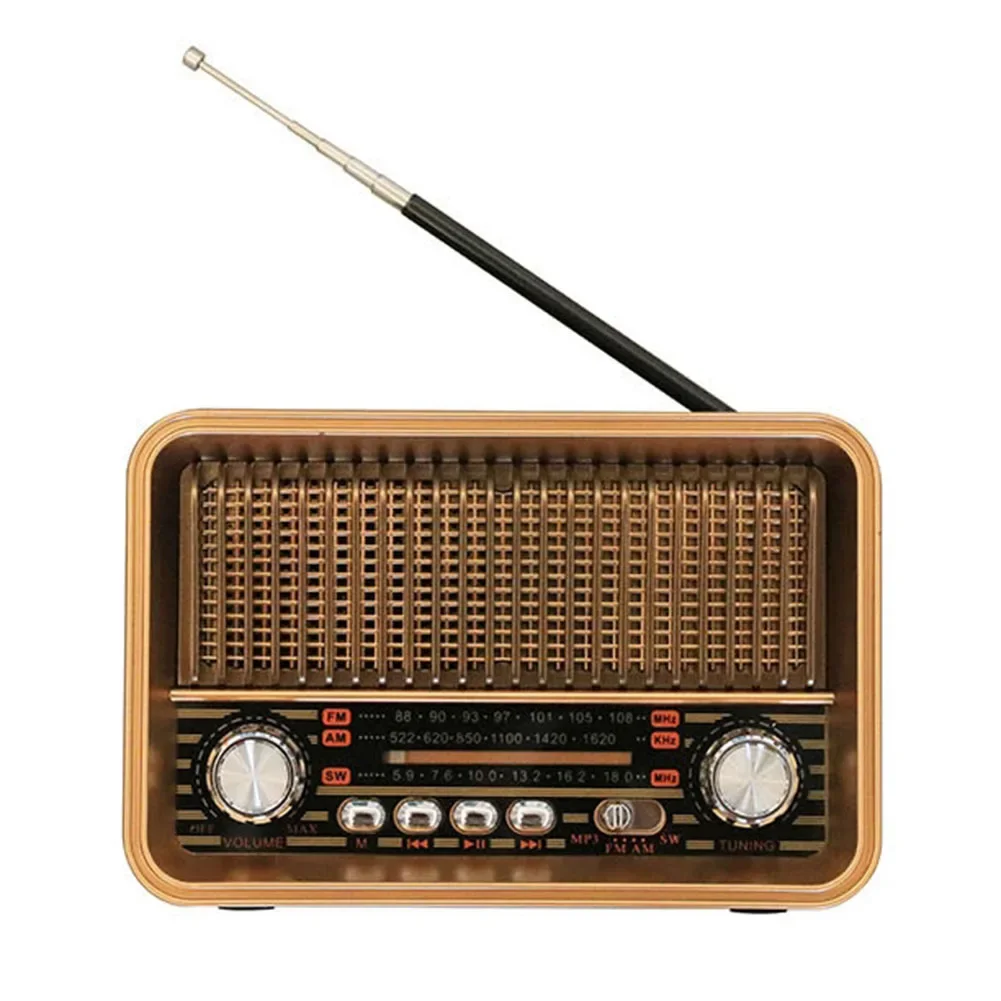 

Vintage Multi-band Radio With LED Flashlight TF Card Battery Powered Multi-functional Portable Radio Receivers For Power Failure