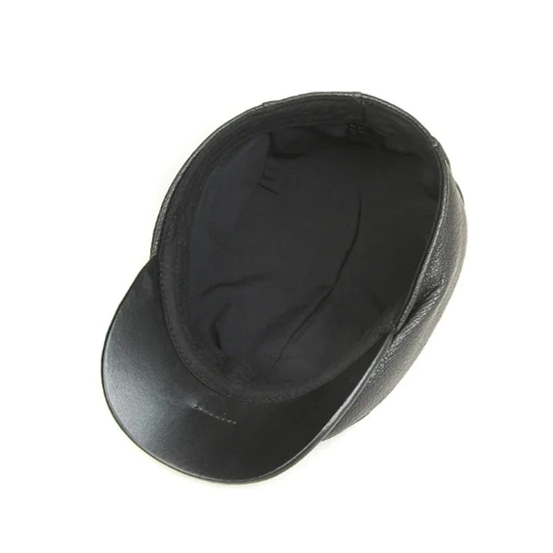 Winter Real Leather Hat Autumn Men's Sheepskin Leather Beret Elegant Fashion Dad Tongue Cap Snapback Caps For Men