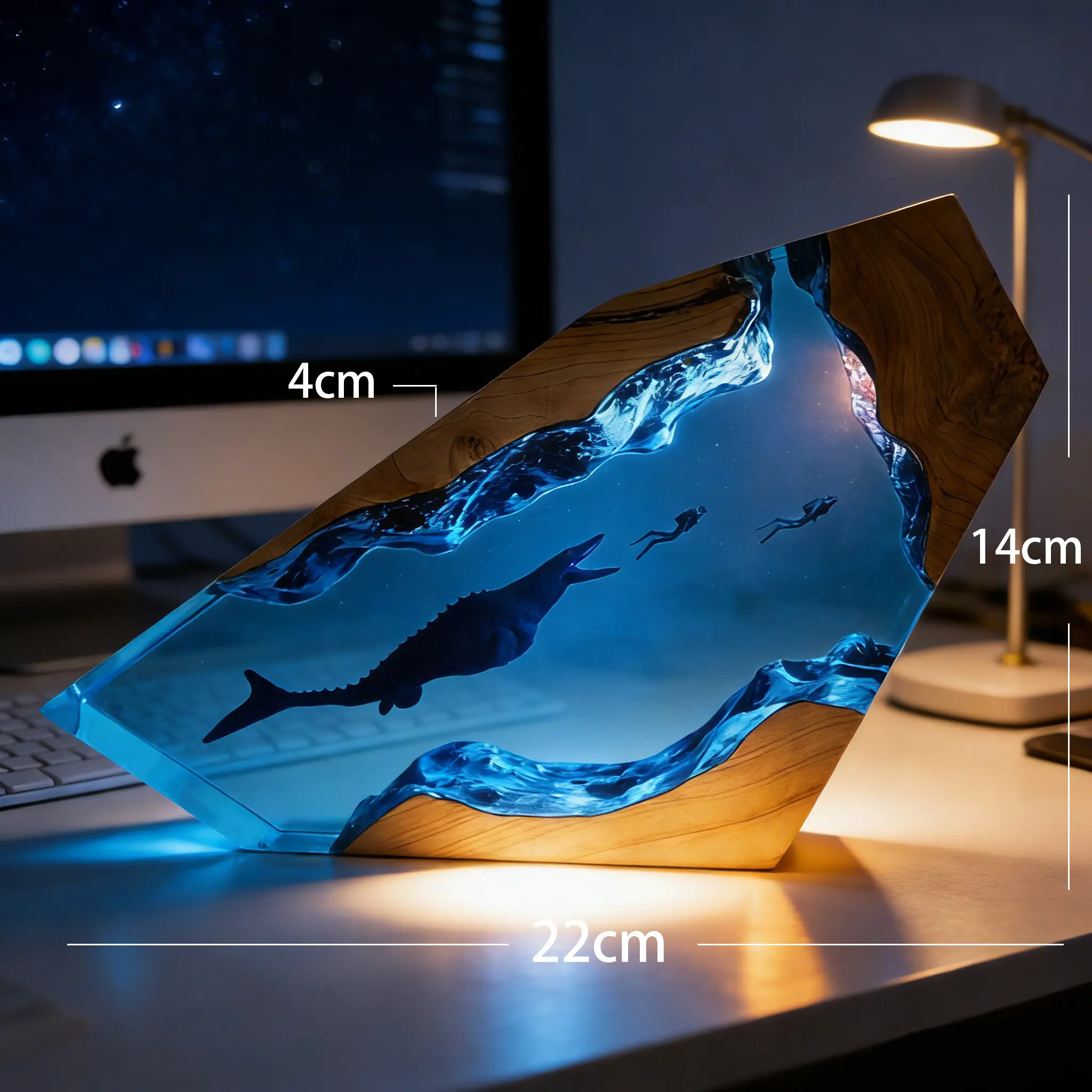 Marine Micro-Scene Table Decorative Piece - Whale Resin Glowing Personalized Home Decoration Creative Advanced Gift