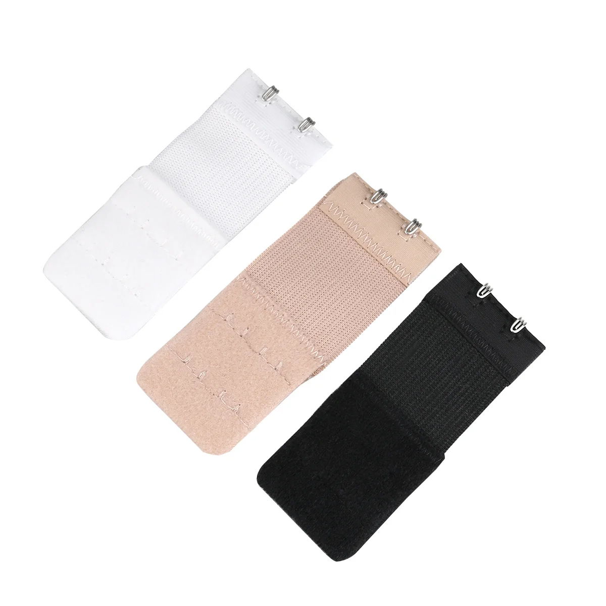 Estensori per Reggiseno a 2 Ganci e 2 File, Elastici in Cotone con Acciaio Inossidabile, Nero Bianco Nude, Regolabili, Riduce le Dimensioni
