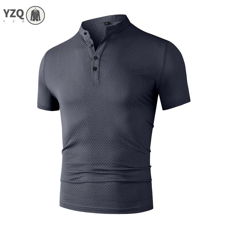 Men's Business Casual Short Sleeve POLO Shirt Bone Flower Solid Color Breathable Comfortable Fashion Summer Versatile Top image 4