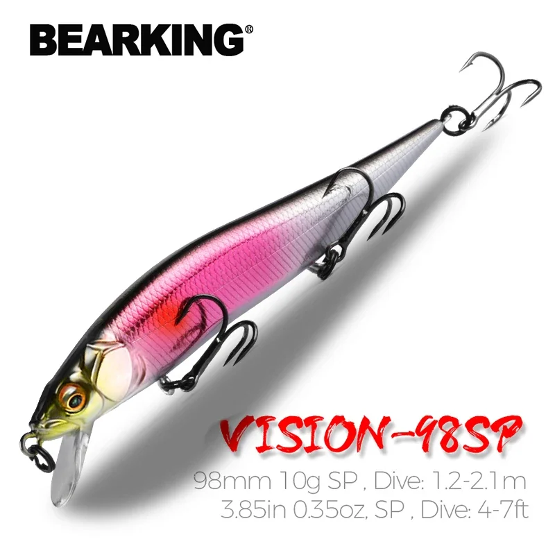 

BEARKING 9.8cm 10g SP dive 2.1m professional Minnow Wobbler fishing lures quality jerkbaits Artificial Bait Predator tackles