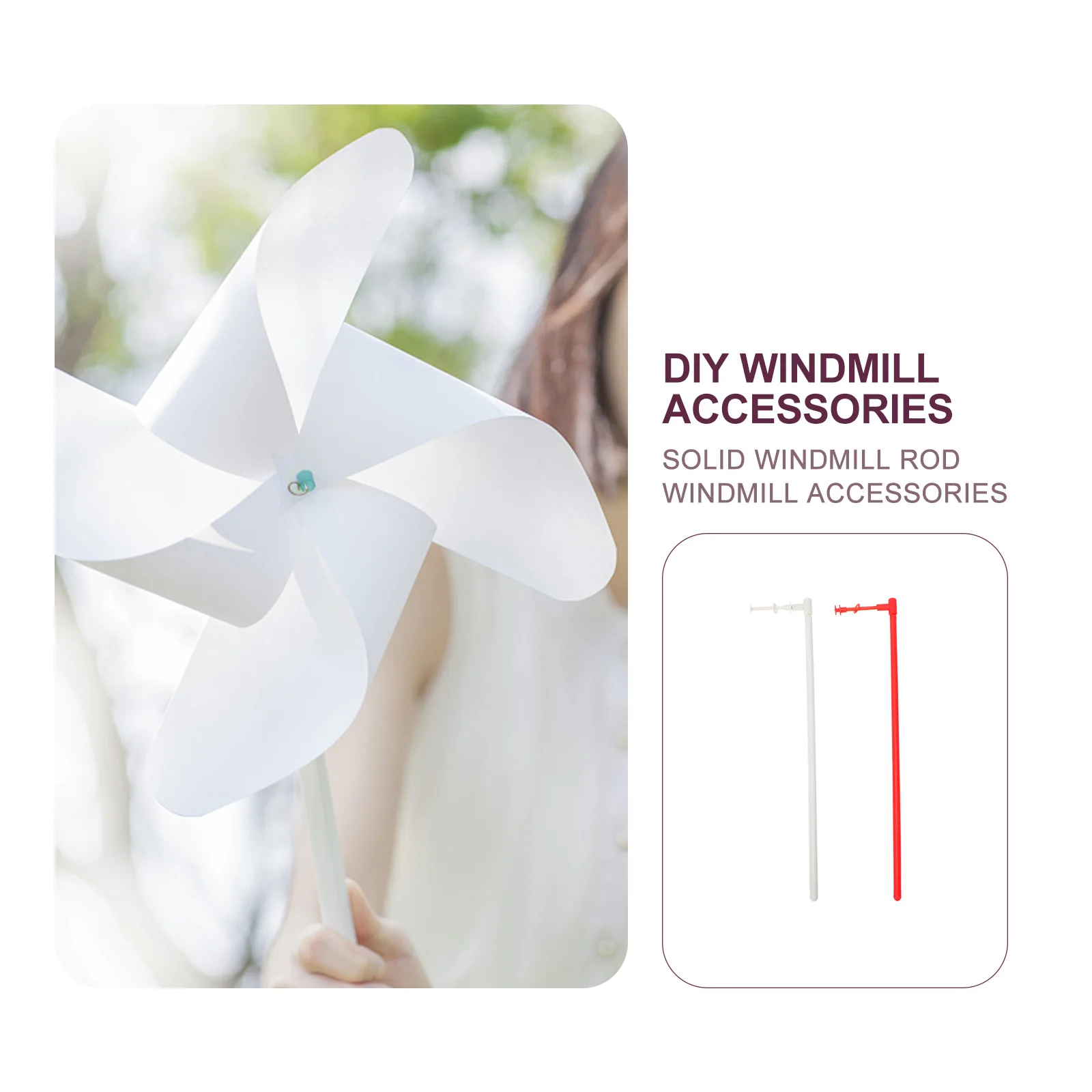 

20 Sets Windmill Pole Accessories Rods Pinwheels Kit Toy Decor Diy Poles Sticks Simple