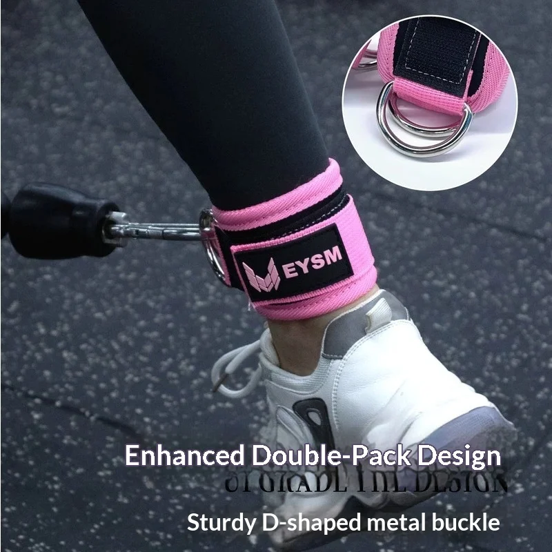 EYSM Ankle Strap For Cable Machine Double D Ring Padded Glute Kickback Leg Training Resistance Rope Accessory For Women Fitness