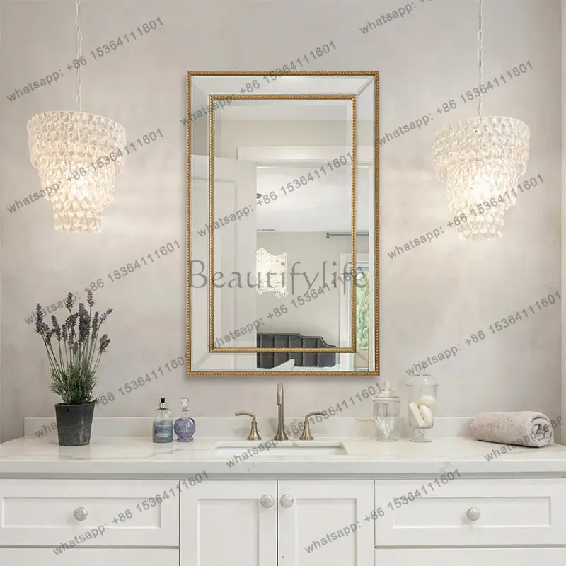 Advanced makeup decorative mirror European home wall light luxury mirror