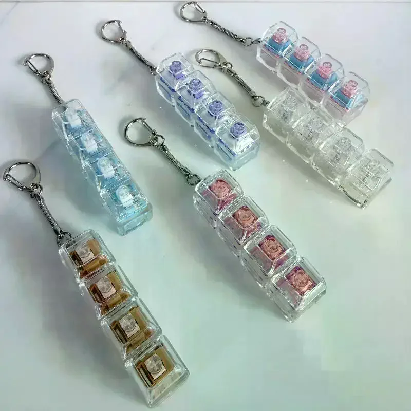 1/2/3/4/9 Stress Relief Fingertip Gadget Decompression Toys Clicker Toy Key Keyboard  Toys Crystal Keycap Keychain