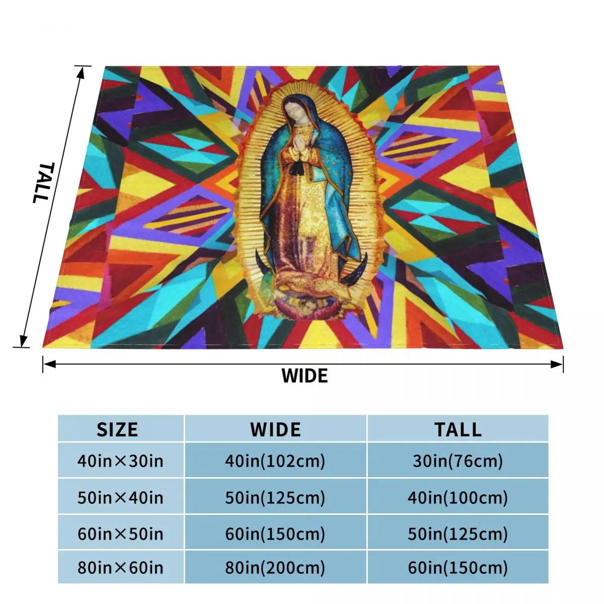 Our Lady of Guadalupe Tilma Mexican Virgin Mary Saint Mexico Catholic colorful Throw Blanket Large Blanket